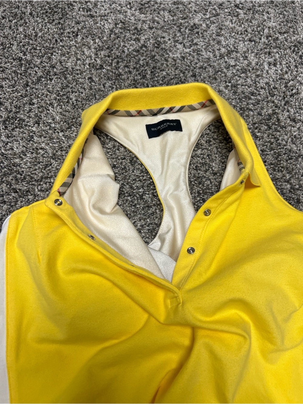 Burberry XS Yellow Sleeveless Polo Tank Collared Top Preppy Golf Tennis - Picture 9 of 11